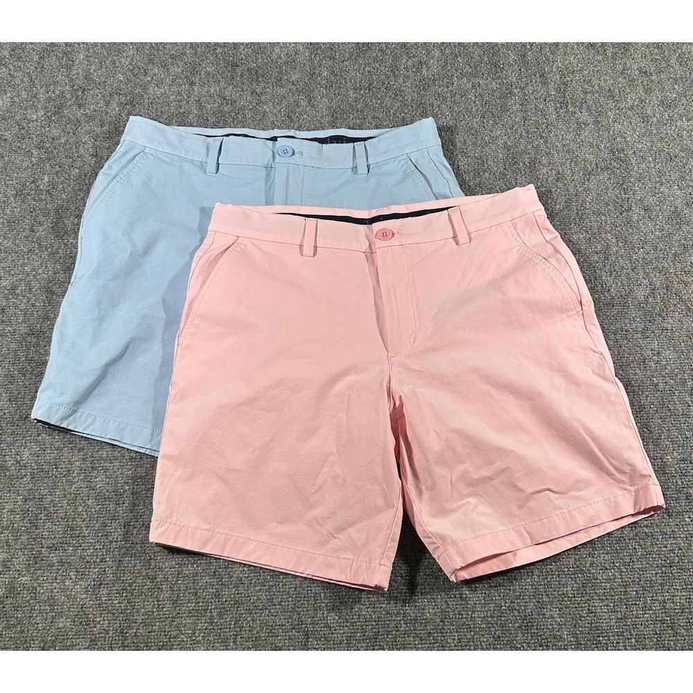 Lot Of 2 Vineyard Vines Mens 33 Performance Chino Shorts Preppy Solid 8" Inseam